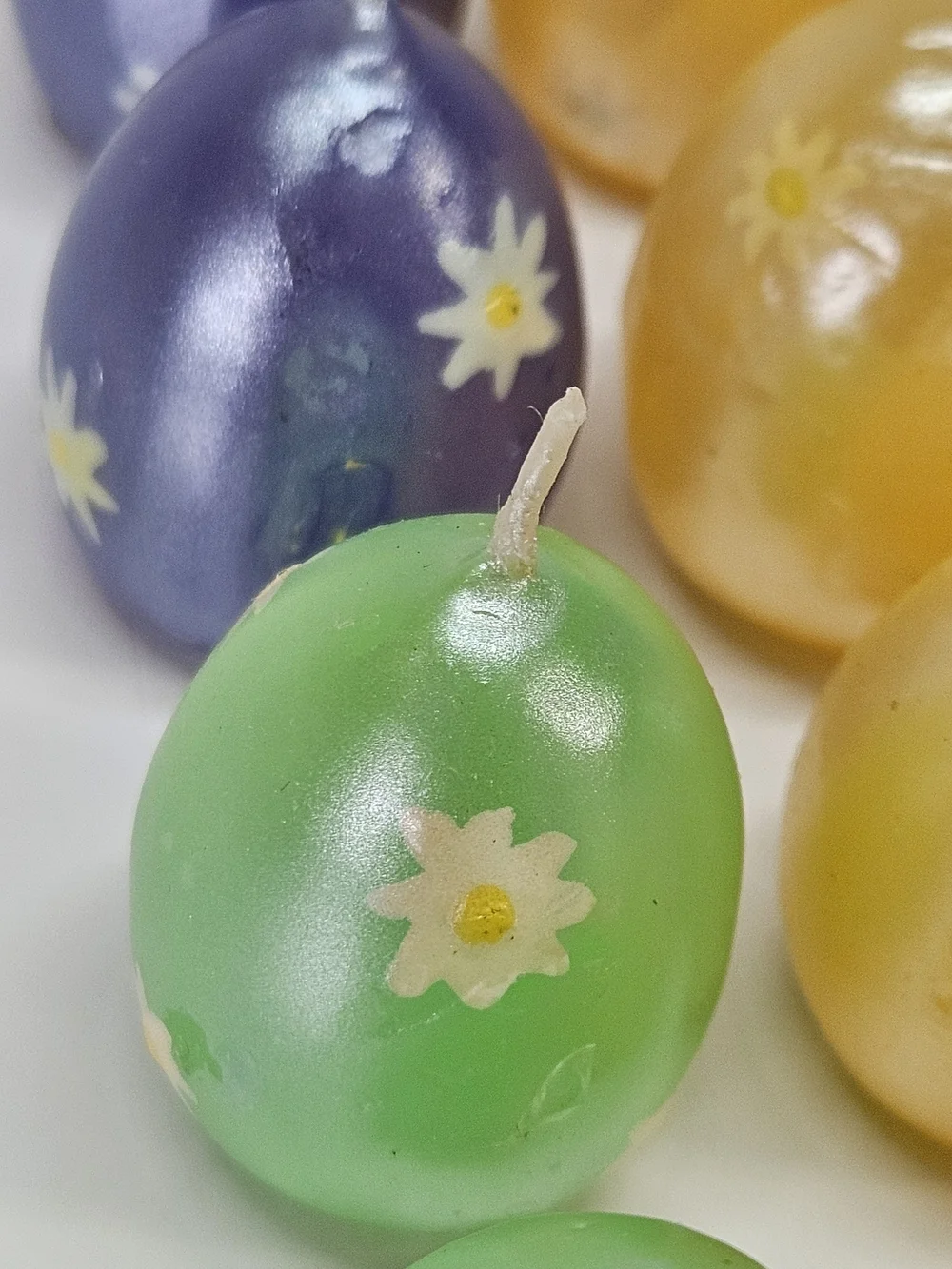 VINTAGE Mini Pastel Flower Detail Egg Shaped Candles Set of 12 Easter